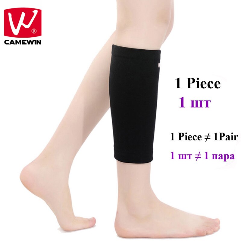 Camewin 1 stk benbeskytter sportssikkerhed knæpuder til mænd og kvinder høj elasticitet åndbar strikket benstøtte benvarmer: Sort / L