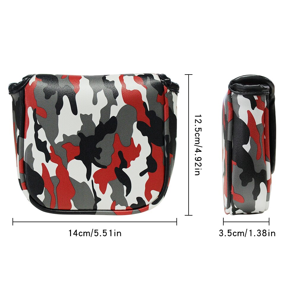 Golf Putter Cover Camouflage Leather PU Magnetic Closure Large Square Mallet Headcover for Golf Putter