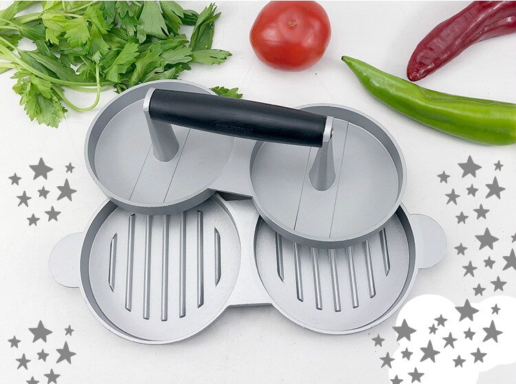 Stainless Steel Fast Meat Press & Kitchen Indispensable Pressing Meat Tool & Two Cylinders Simultaneously Pressing