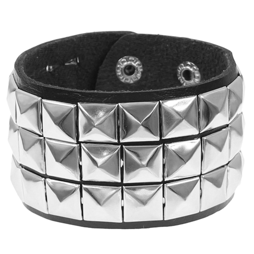 Retro rockröd rosa stjärna dödskalle spikarmband punk hjärtarmband svart nitad pu-läderarmband för män kvinnor herrsmycken: Mörkgrön