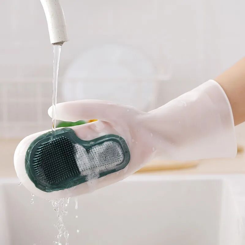 Silicone Dishwashing Gloves Magic Household Waterproof Female Kitchen Durable Cleaning Dishes Washing Clothes Gloves Scrubber