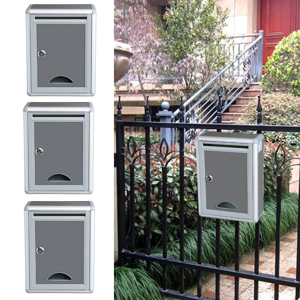 3x Classic Small Capacity Grey Aluminium Alloy, Wall-Mount Mailbox - 8.16 x 4.13 x 11.22 inch