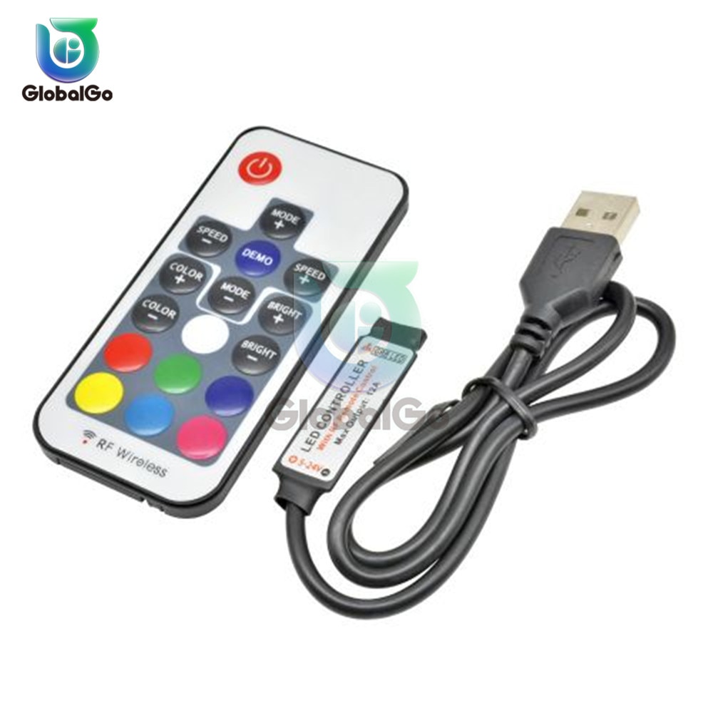 Rgb -17 led-strip licht flexibele lint led-lichtstrip rgb-tape diode  dc 5v afstandsbedieningsadapter