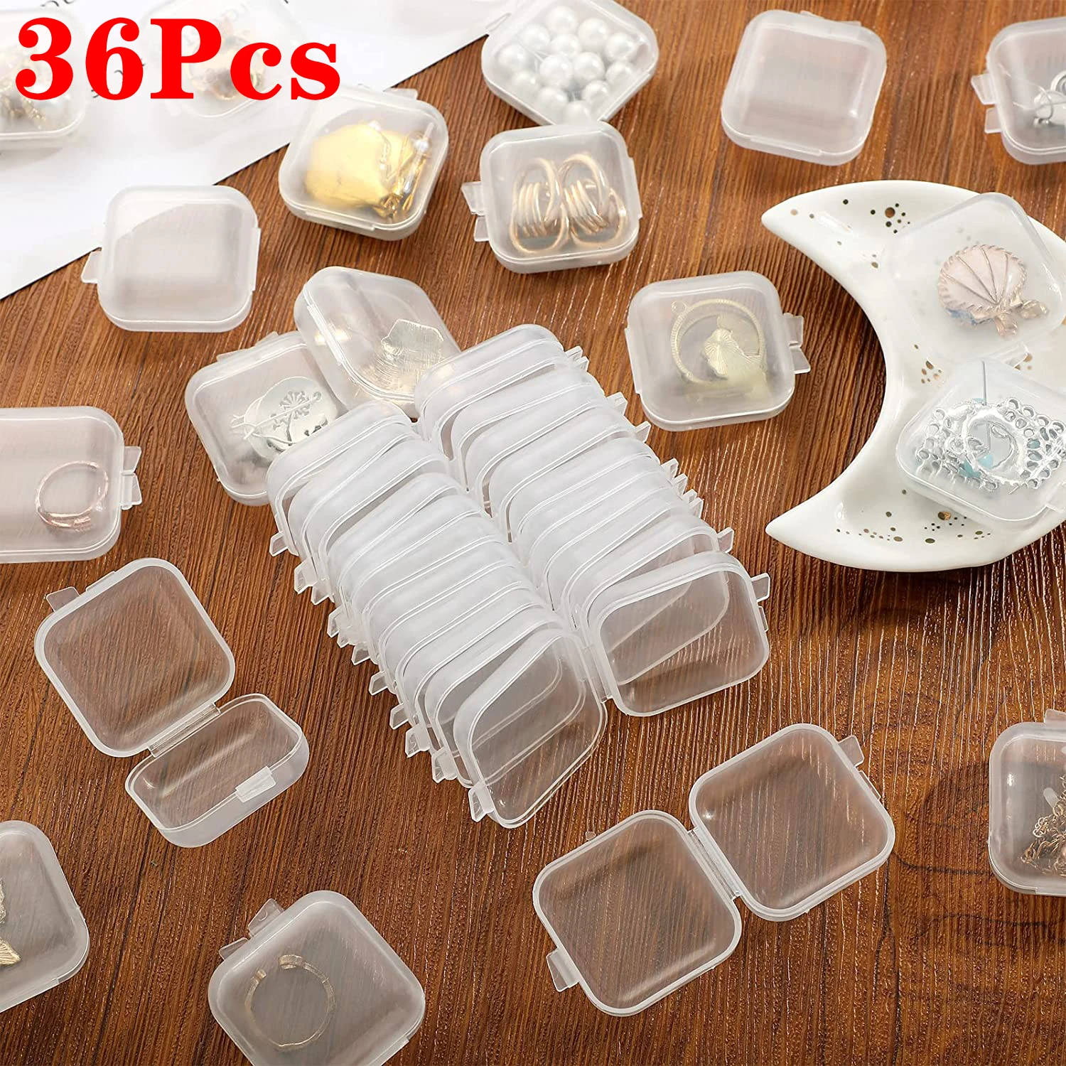 36 Stuks Clear Plastic Containers Transparante Kralen Opslag Containers Doos Sieraden Opbergdoos Case Kleine Items Kralen Sieraden: Rood