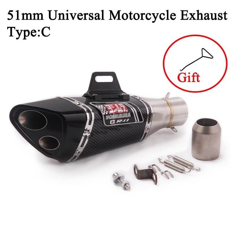 51mm innløp universal motorsykkel eksospotte yoshimura dobbel eksos for  r6 mt09 ninja 400 250 z900 z1000 gsxr 600 r3 s1000rr r1: Klistremerke c