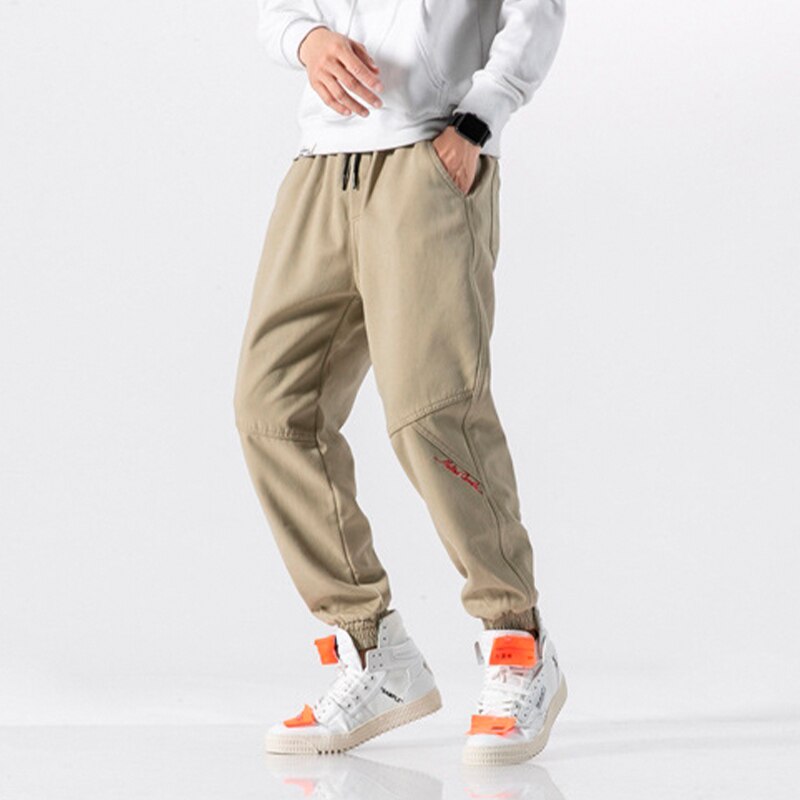 Ke Mannen Broek Sport Plus Fluwelen Verdikking Gewassen Katoen Casual Broek Voor Jonge Mannen Met Borduurwerk