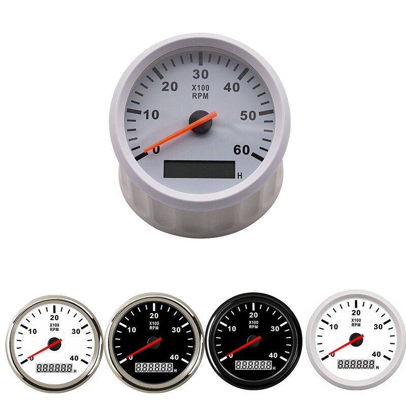 4K Boat Tachometer Marine Tacho Meter Gauge LCD Hourmeter 12V/24V 4000 RPM 85mm Boat Tachometer Gauge Tacho Meter Waterproof
