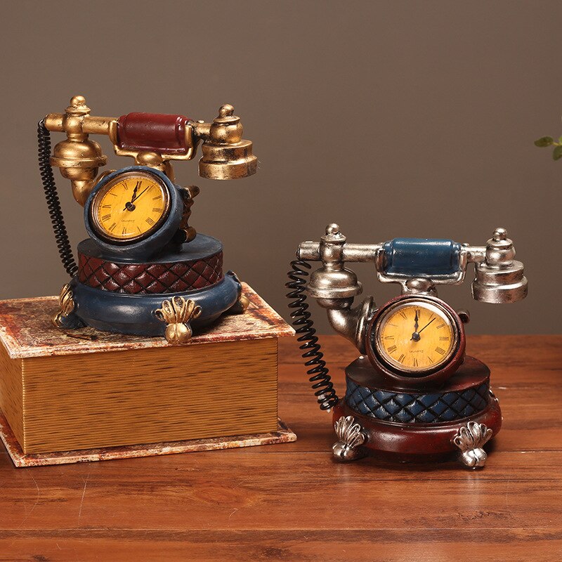 RETRO TELEPHONE MODEL CLOCK DECORATION STUDY CAFE RESTAURANT CLOCK CLOCK DECORATION