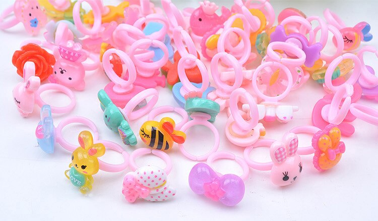 10 Stks/set Cartoon Dier Bloem Snoep Vorm Ring Speelgoed Voor Kinderen Meisjes Party Finger Ring Sieraden Accessoires