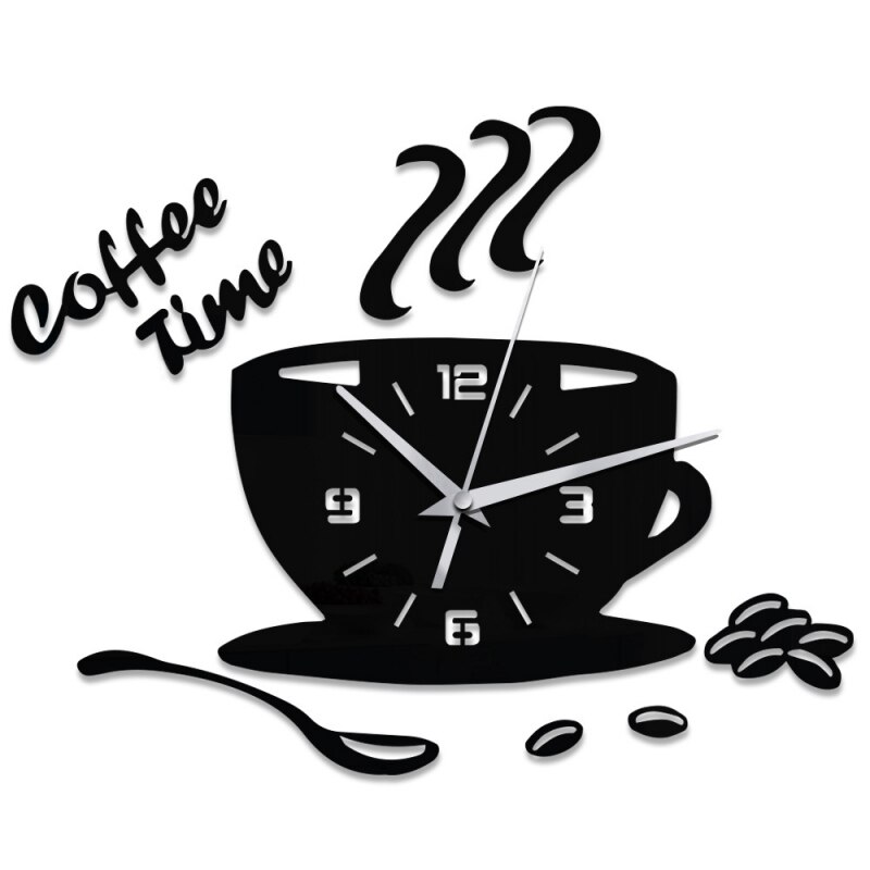 DIY acrylic mirror wall clock simple home decoration mute coffee cup quartz clock Coffee cup wall clock: ZD0181B