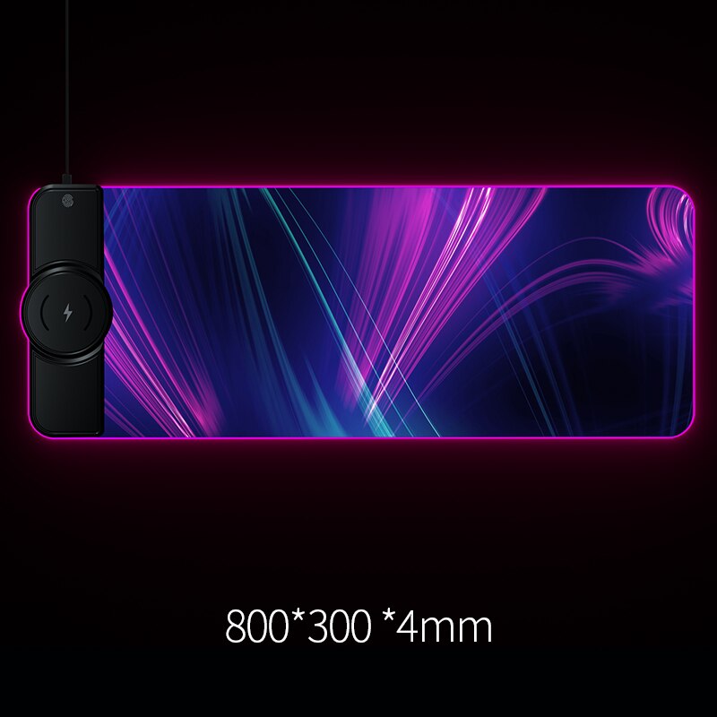 15W Draadloze Opladen Muismat Gamer Mousepad Rgb Lichtgevende Bureau Mat Computer Laptop Toetsenbord Antislip Glowing Led kussen: Purple