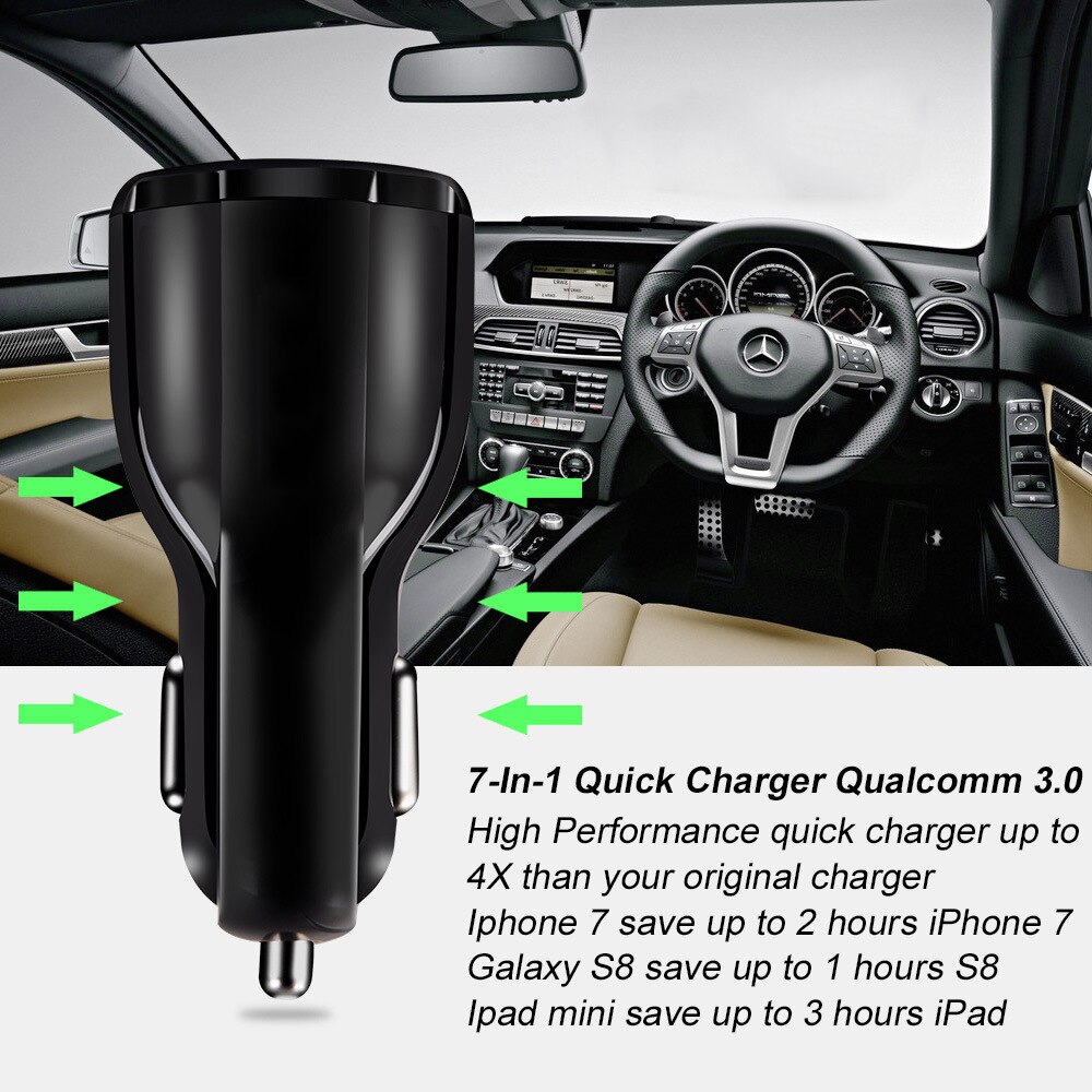 Pålitelig  qc3.0 sertifisert hurtiglading dobbel 2 usb port  qc3.0 hurtig billader 3.1a motorsykkel lader bil lighter kontakt