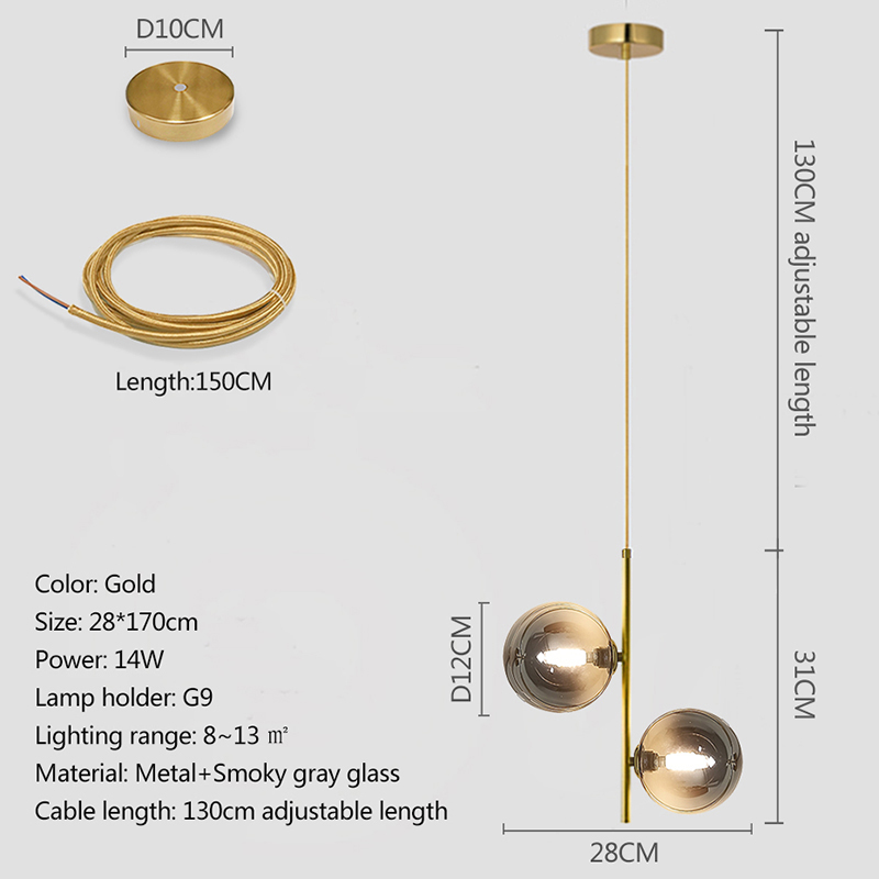 Nordic Glas Ball Anhänger Lichter Spannung 110V 220V Wohnkultur Esszimmer Schlafzimmer Nachttisch Ecke Hängen Lampen für Decke: Licht Gelb / Blau