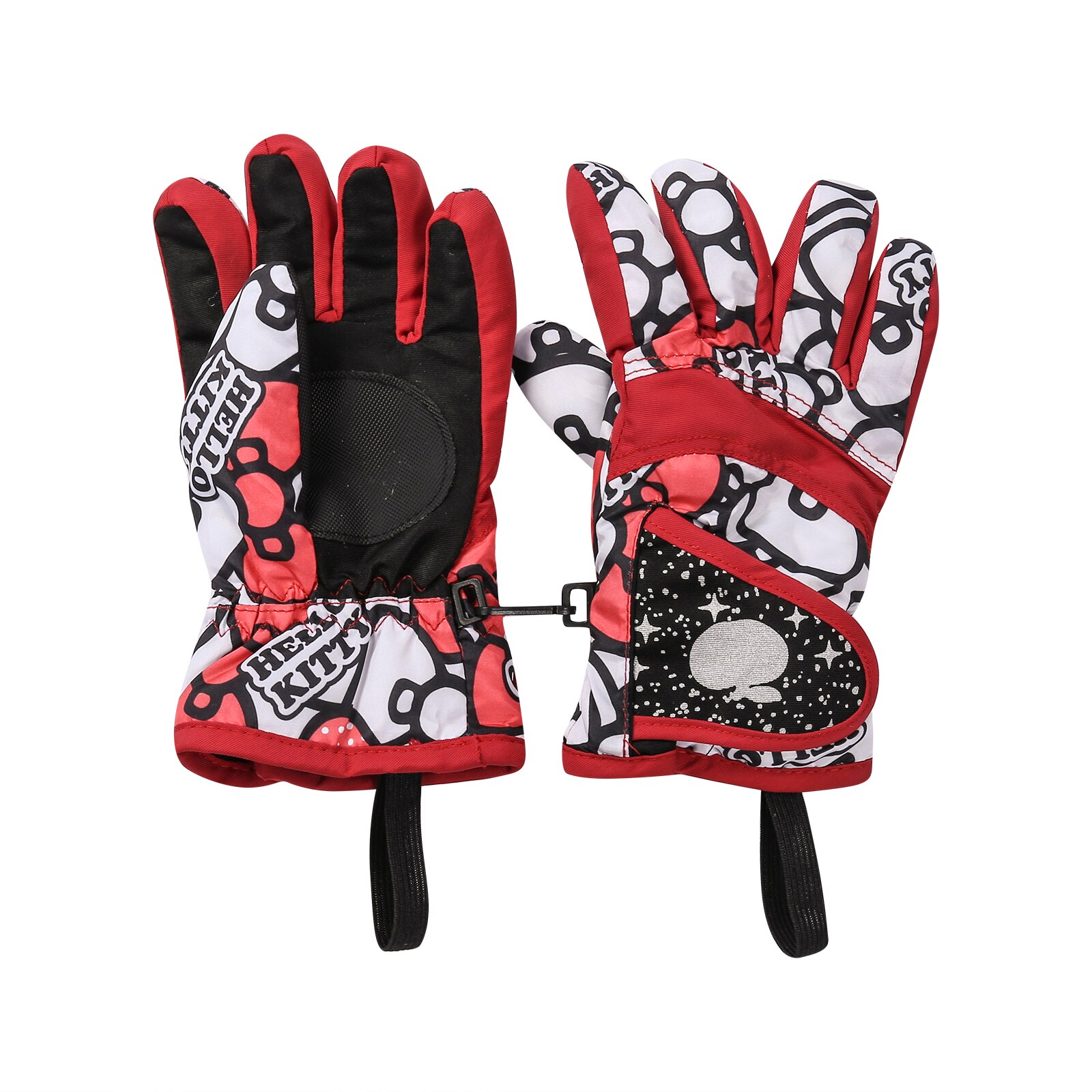 Childrens Handschoenen Leuke Print Winter Winddicht Warm Outdoor Sport Handschoenen Voor Skiën Klimmen Hardlopen Fietsen: Red 4T