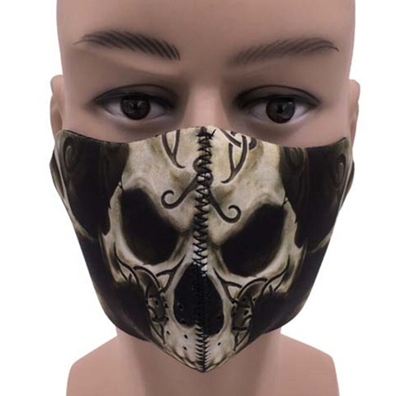 3D Printing Skull Motorcycle Half Neoprene Face Headscarf With Breathable Holes Cycling Headgear