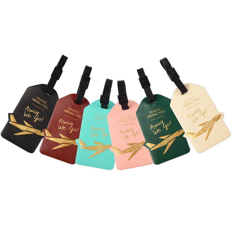 Vrouwen Mannen Label Koffer Tags ID Adres Houder Bagage Boarding Reisaccessoires Creatieve Vliegtuigen PU Lederen Bagagelabels