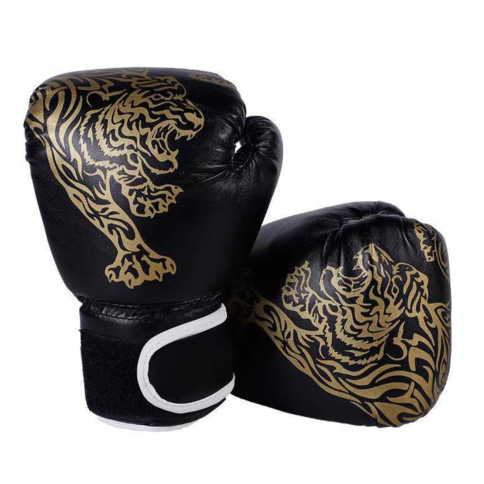 1 Pair Boxing gloves Unisex Children Adults Tiger Printed Boxer Gloves Heavy Punching Bag Gloves for Boxing Kickboxing Training: WHITE / 9.5 inches