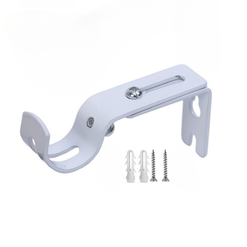 Home Curtain Rod Holder Window Curtain Rod Support Brackets With Screws Wall Bracket Hanging Hooks Furniture Hardware Tools: M / Beige