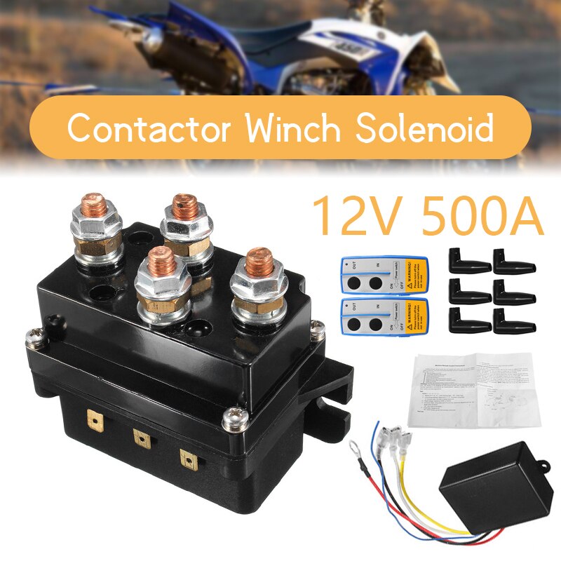 12V 500Amp HD Electric Capstan Contactor Winch Control Solenoid Twin Wireless Remote Recovery 4x4