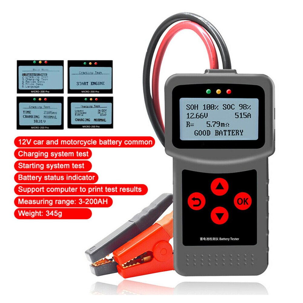 thumbnail image 2 of VDIAGTOOL BT500 Battery Load Tester & Analyzer – 9/12/24V, CCA 5-3000, Car/Truck/Motorcycle, Color LCD 2 of 4