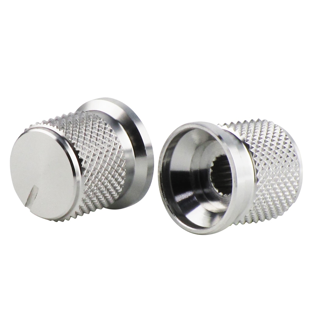 6pcs Knurled 100% Full Aluminum Potentiometer Volume Knobs Amplifier Amp Effect Pedal Knobs Silver for 6mm Dia Knurled Shaft