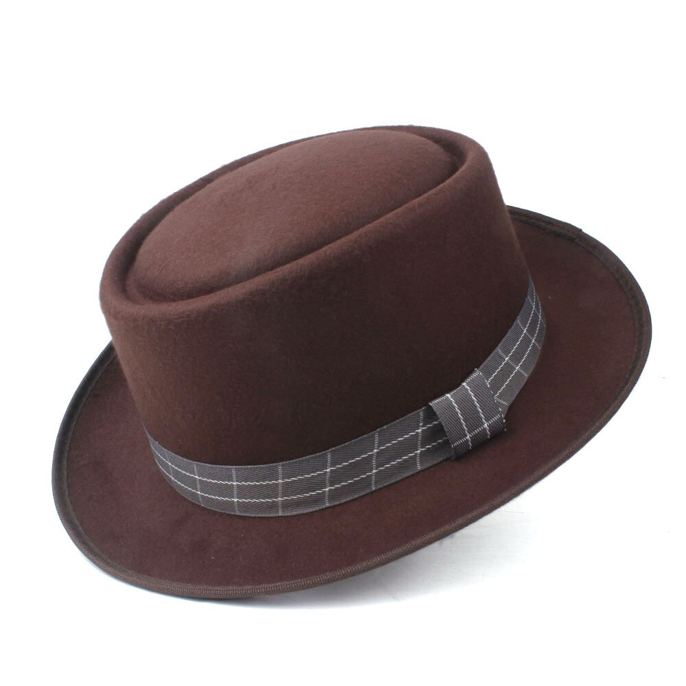Men Women Pork Pie Hat Dad Wool Fedora Hat Trilby Hat Dance Party Hat: Coffee