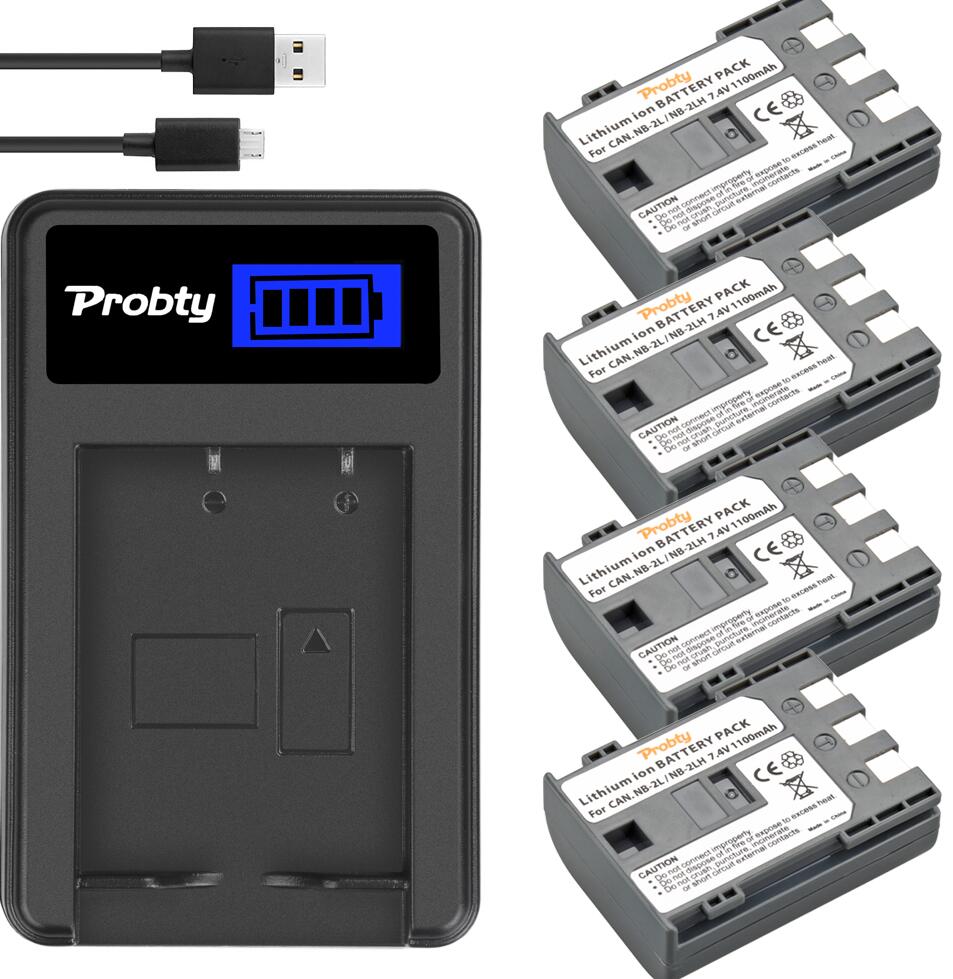 NB-2LBattery&Charger for CANON Digital EOS 350D/400D Rebel XT XTi NB-2JH NB-2L ZR-100 ZR100 ZR200 ZR300 ZR400 ZR500 ZR600 ZR700: 4battery and charger