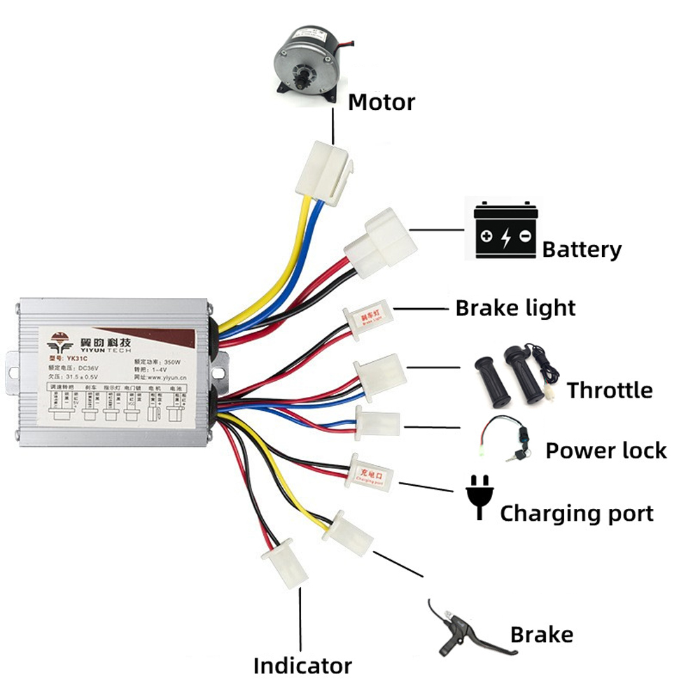 DC Bürstenmotor Controller Für Elektrische Fahrrad Teile 24V/36V/48V Elektrische Fahrrad Bürstenmotor Controller 250W/350W/500W/800W
