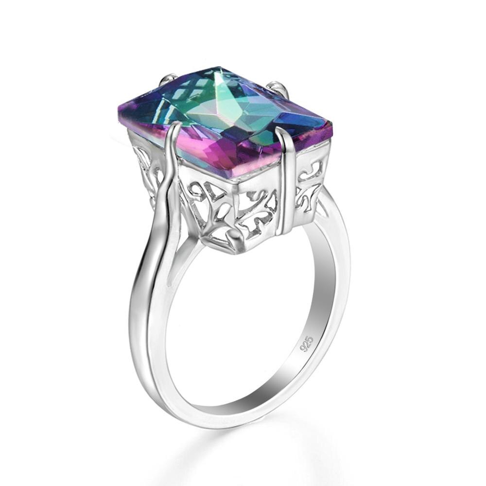 Szjinao silverringar för kvinnor äkta 925 sterling silver regnbågsring mystisk topas flerfärgad punkfestsmycken: 5