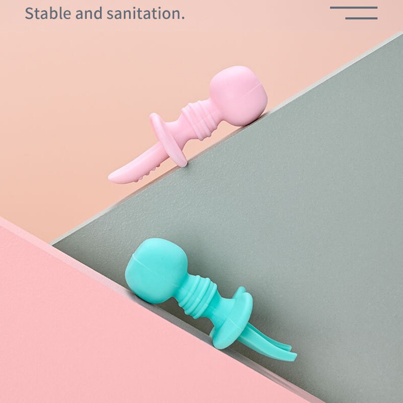 2 kpl/setti vauvan lusikka-haarukkasetti elintarvikelaatuinen silikoni lyhytvartinen vauvan koulutuslusikka-haarukkasetti söpö sarjakuva vauvan ruokailuvälineet