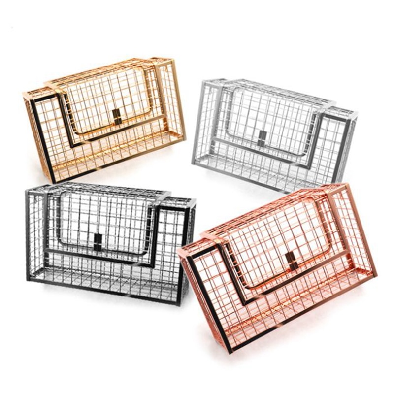 métal creux femmes épaule bandoulière sacs dames fête soirée sac de luxe femme sacs Cage sac à main embrayages