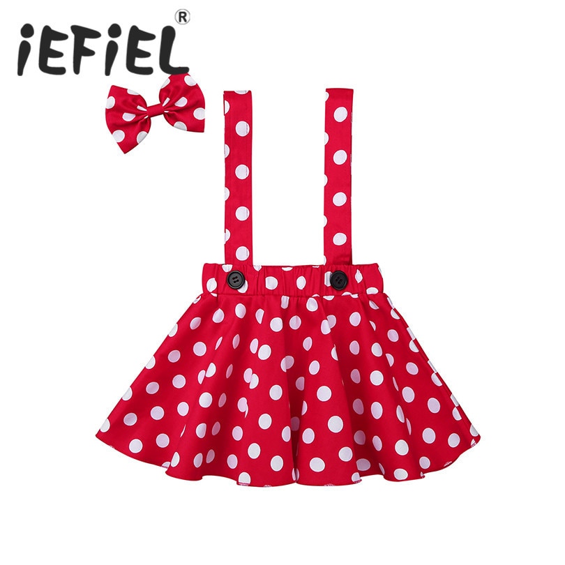 Schattig klein meisje rode baby meisjes peuter polka dots bedrukt feest cosplay rok met haarstrik set halloween kostuum outfit