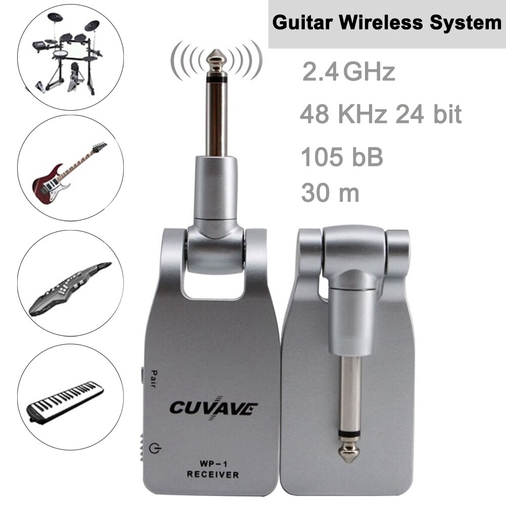 2.4Ghz Draadloze Gitaar System Zender Ontvanger Ingebouwde 30 M Zendbereik 1/4 "Elektrische Gitaar Versterker Bateria mixer