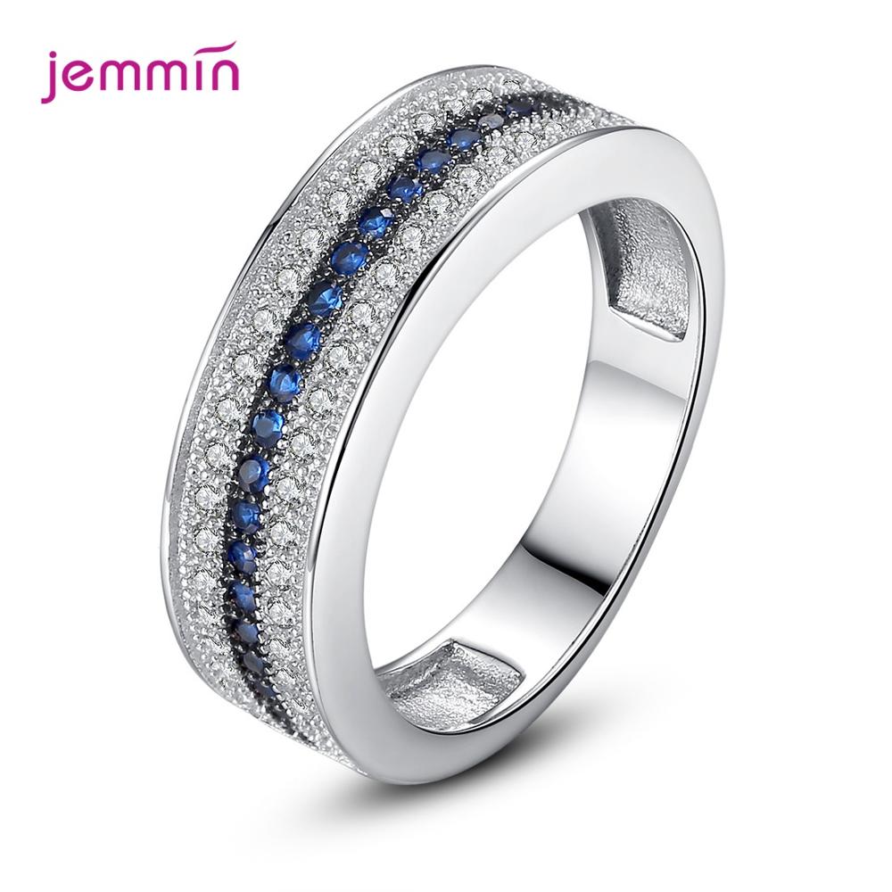 Real 100% 925 Sterling Silver Ring Glittering CZ Paved Original Women Finger Crystal Jewelry