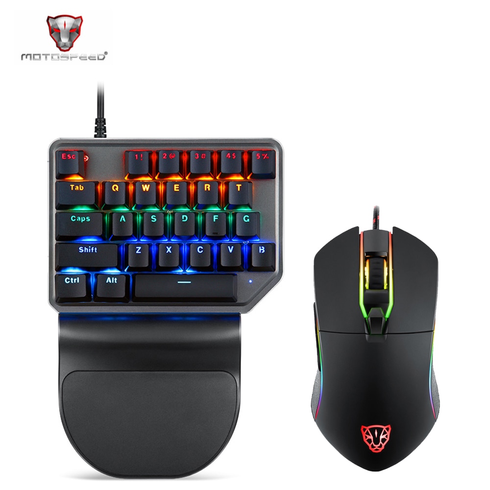 Motospeed Mechanical keyboard K27 27 Keys Single hand Backlight USB Wired Gaming Keyboard and Mouse Set for Computer Notebook