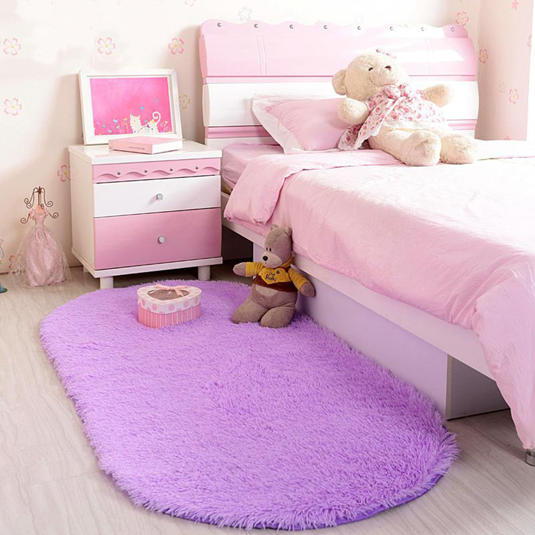 40*60cm antislip, pluizige shaggy vloerkleden voor in huis, kamer, tapijt, vloermatten, slaapkamer, badkamer, deurmatten, shag tapijten: Paars