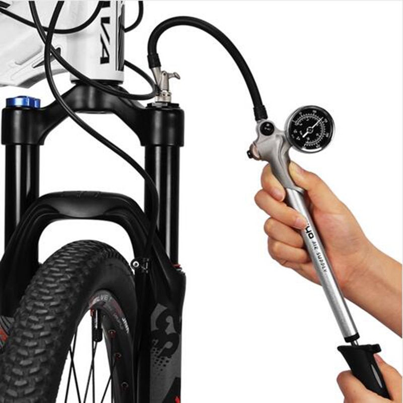 Fiets Pomp Met Hoge Druk Manometer Mini Handpomp luchtslang Schrader Fietsen Fietspomp Vork Shock Tire Bike pomp