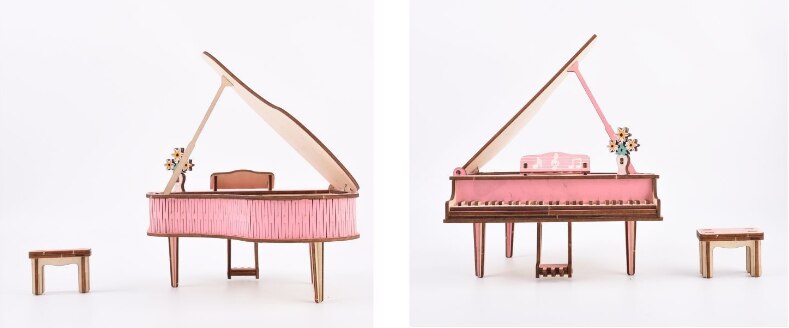 3D Houten Puzzel Educatief Speelgoed Diy Lasersnijden Multicolour Hout Ambacht Kits Montage Model Muziek Piano Voor Kids