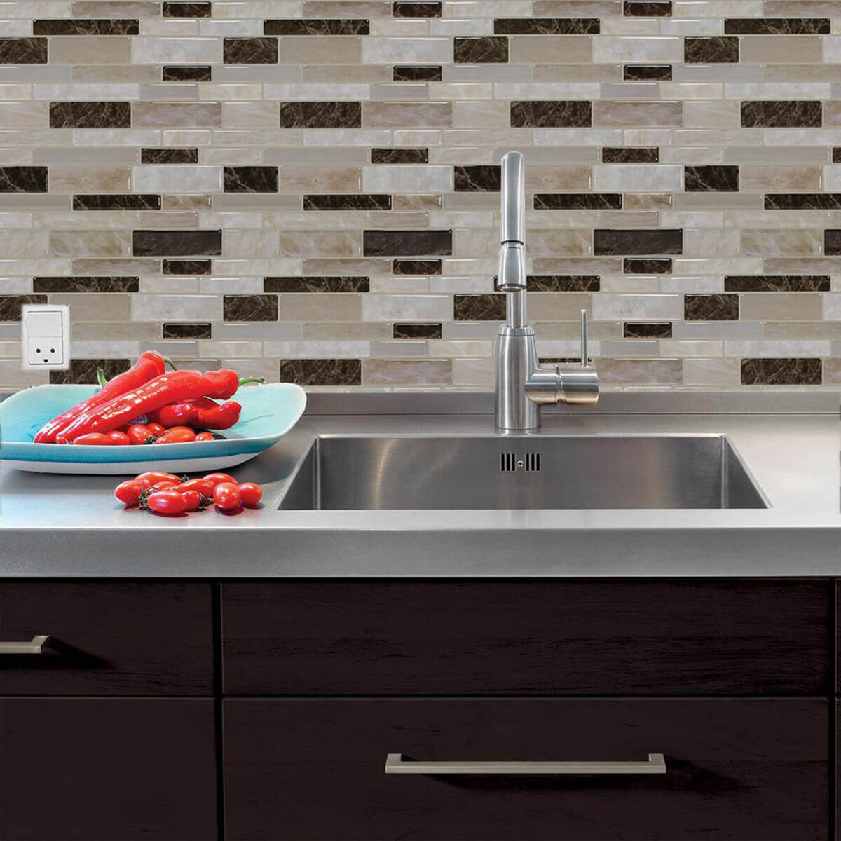 Wall Stickers 3D Ceramic Tile Stickers Floor Decal Wall Posters Convenience for Kitchen Bedroom Living Room