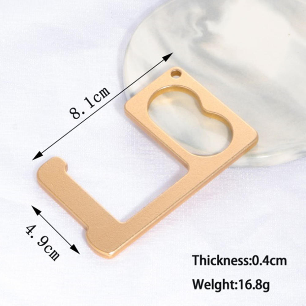 Multi-functional Anti-contact Key Chain Protection Against Epidemic And Anti-virus Easy Pull Button Isolation Portable Door Open: Chocolate