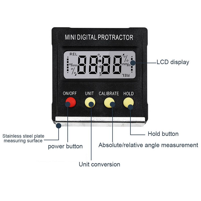 Przenośny 360 stopni mini cyfrowy kątomierz inklinometr elektroniczny poziom Polak magnetyczne narzędzia pomiarowe