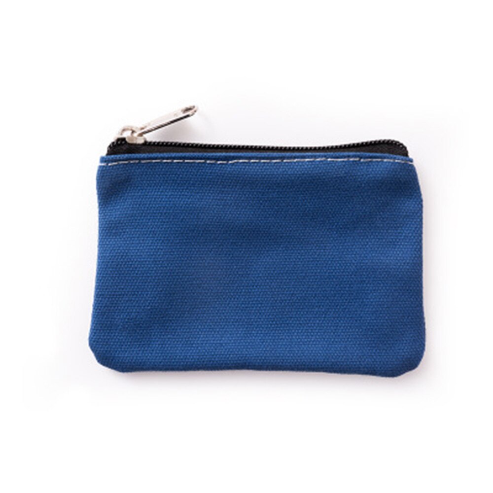 Small Canvas Zipper Pouches Cotton Cosmetic Bags Makeup Bags Cotton Canvas Coin Purse: deep blue