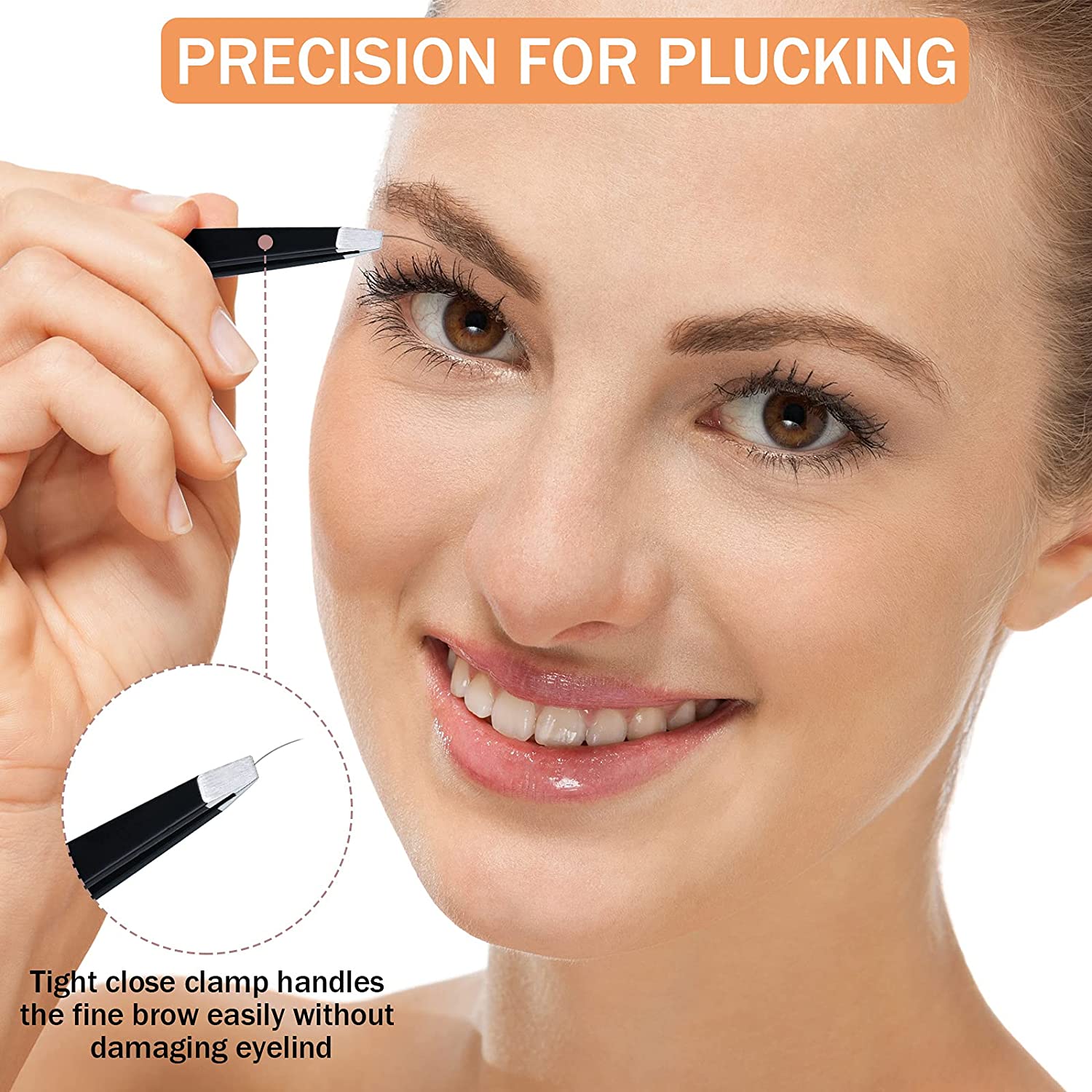 Juego de pinzas para cejas con tijeras curvadas, cepillo para pestañas, eliminación de vello de cejas y barba, pinzas extractoras de pelos faciales, 6 uds.