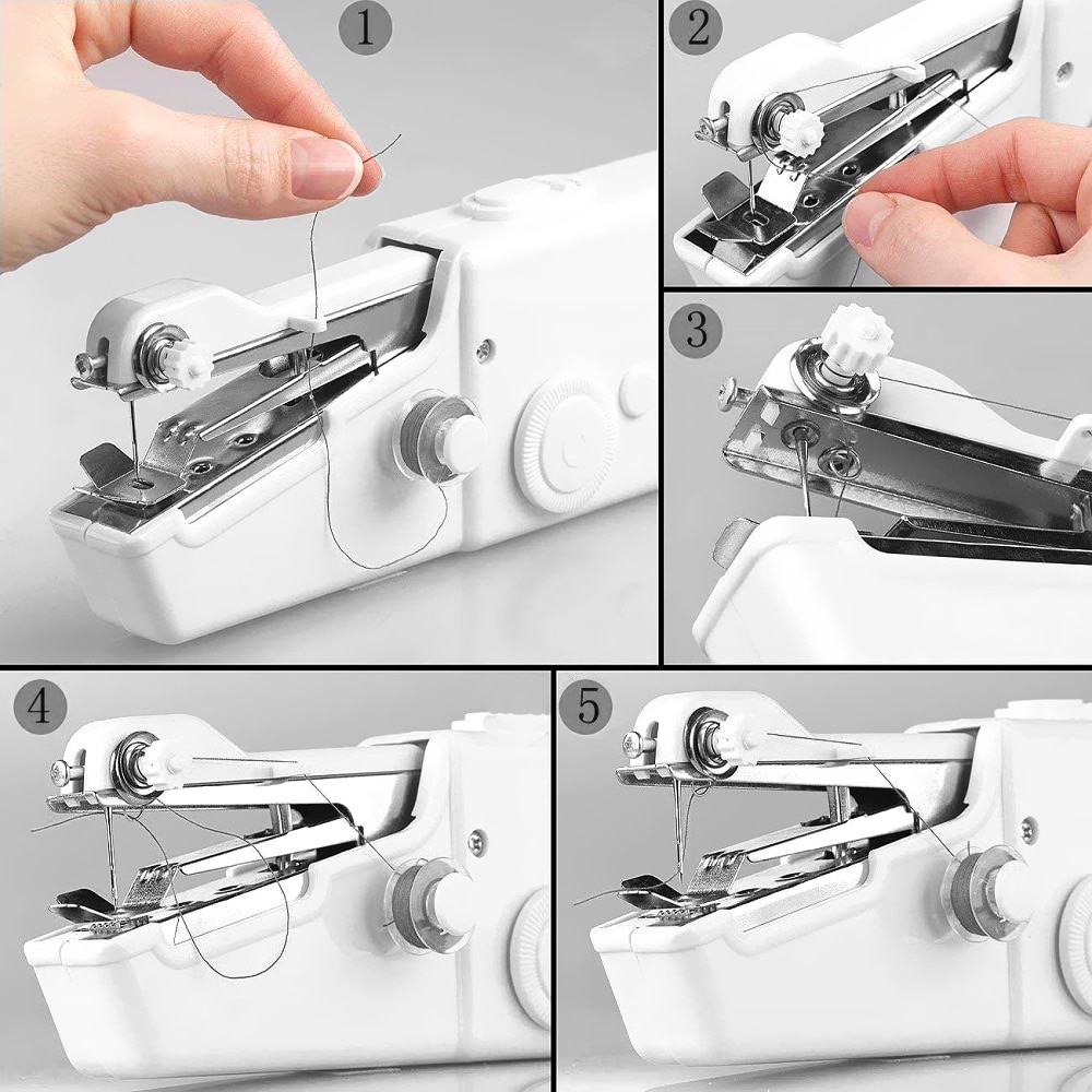 Electronic Sewing Machine Mini Hand Sewing Cordless Clothes Fabrics Quick Stitch Sew Needlework Portable Household