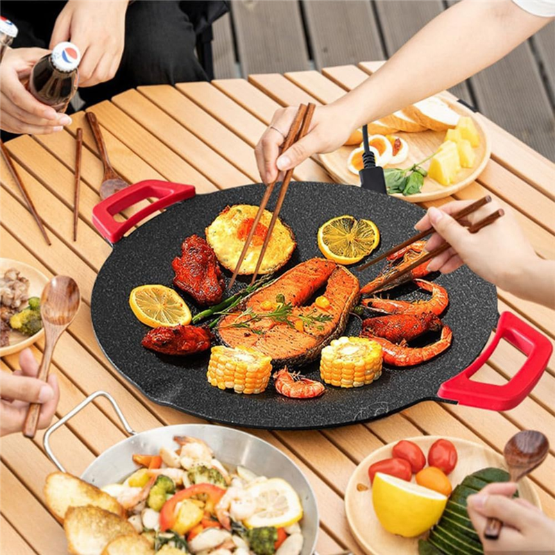 -ESTR Piastra elettrica Senza fumo Griglia per barbecue elettrica Vassoi da forno Piastra da cucina antiaderente Pancake Maker Spina europea