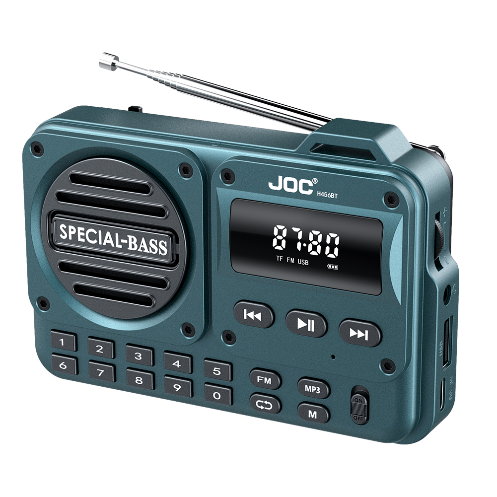 Radio FM Piccola radio portatile Bluetooth 5.4 Altoparlante radio ricaricabile a batteria con display a LED per anziani anziani: green