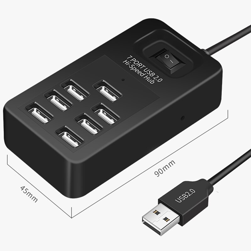 gorący-7 portów USB 2.0 Centrum ekspansji wysokiej prędkości rozdzielacz wypełniacz kabel adapter czarny dla komputer stancjonarny