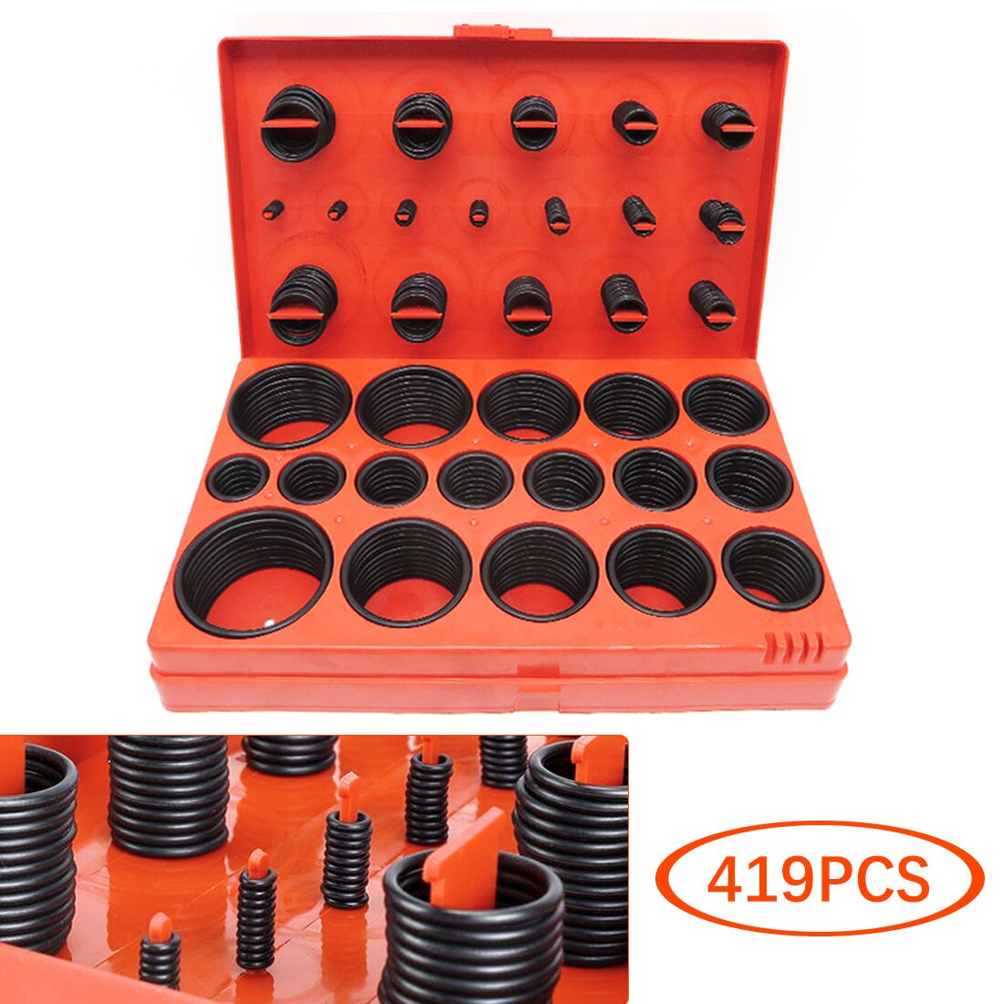 225pcs O-Ring Kit Rubber Silicone O Ring Seal NBR Sealing O-rings Nitrile Washer Rubber orings Set Assortment Kit Set Box Ring