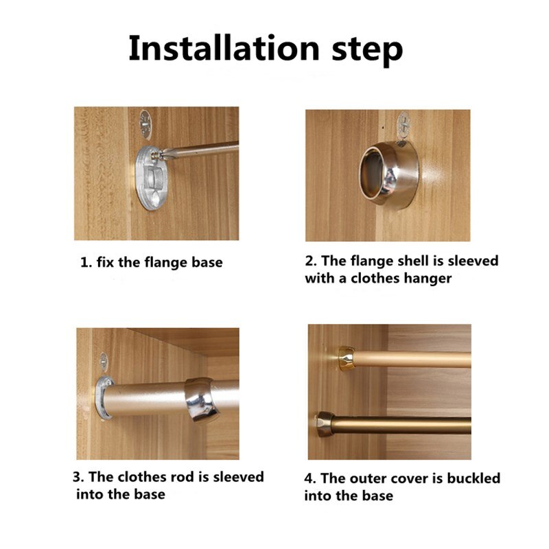 2pcs batch pipe socket fixing bracket 16-32mm diameter pipe support flange seat, used for wardrobe rail rod socket end seat