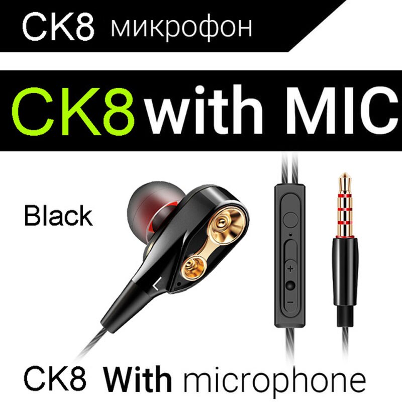 Qkz  dm6 in øre 3.5mm øretelefon metal 3d tung bas lyd øretelefon sport headset til alle telefoner: Ck8 sorte